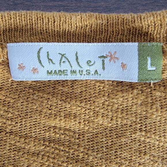 Chalet Boho Tunic Top Boxy Mustard Yellow Sz L USA 100% Cotton Cottage Lagenlook - Picture 5 of 7